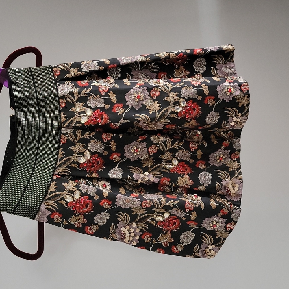 Floral and gem covered mini skirt